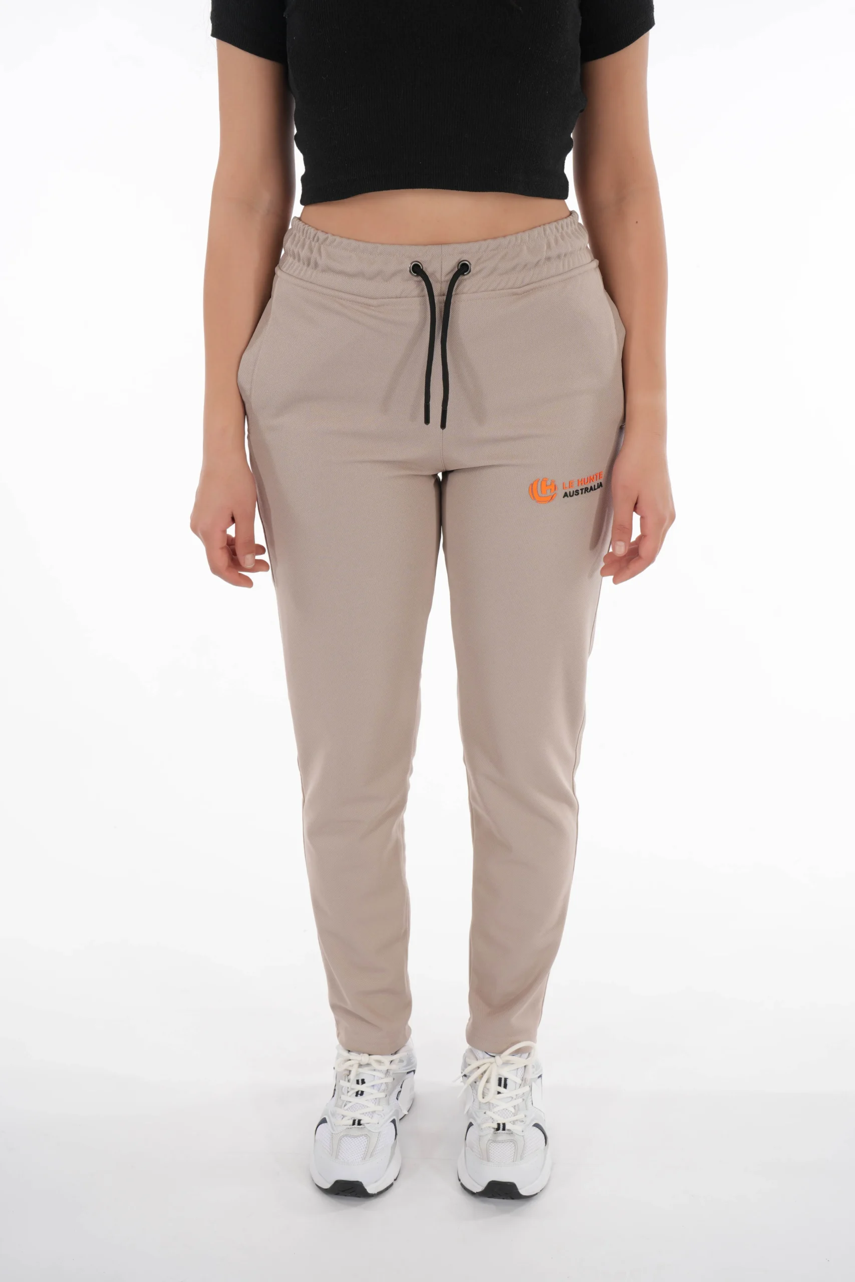 Women's Tapered Drawstring Pants – Textured Pique Tailored Trousers
