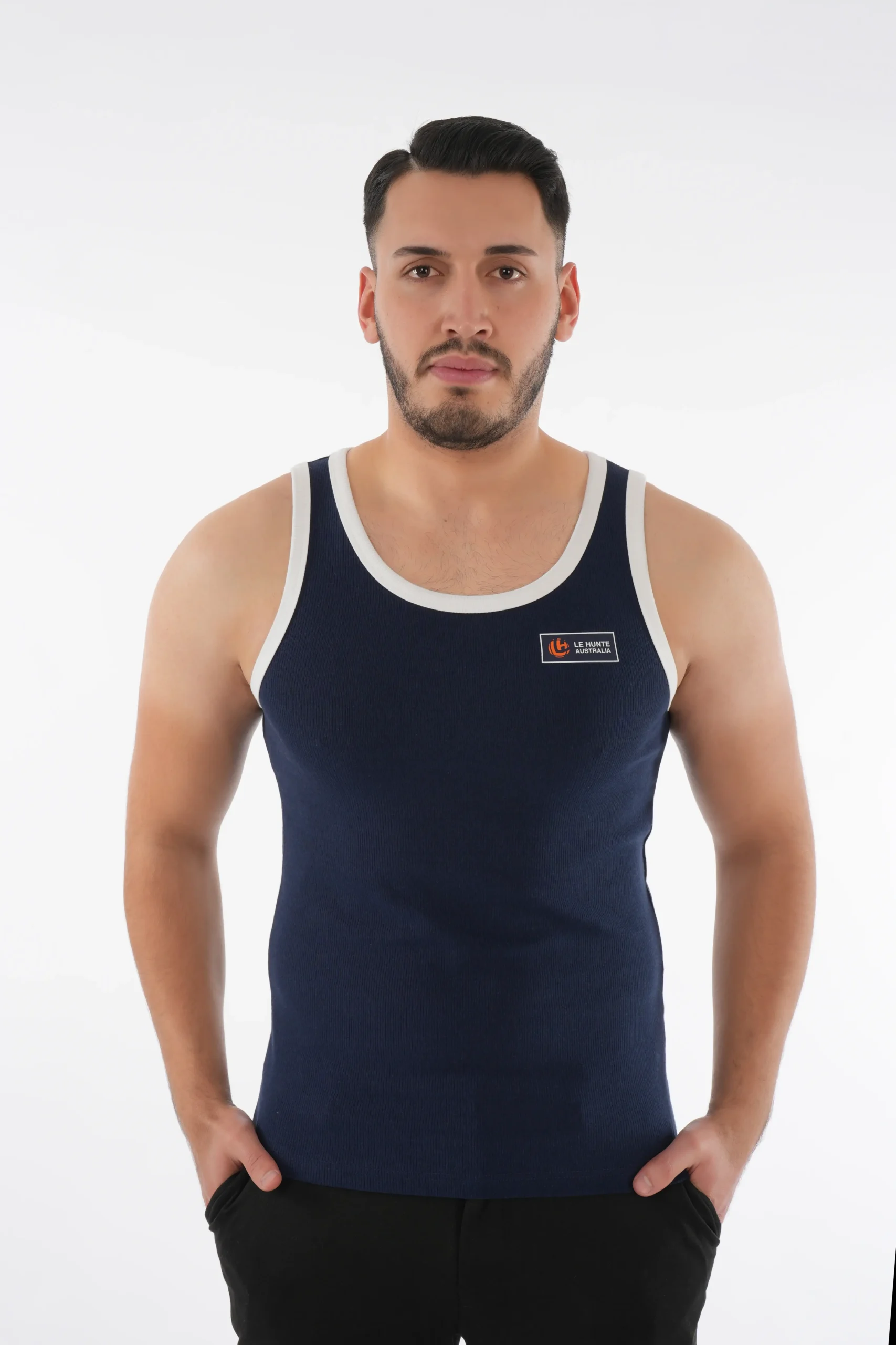Men's Sleeveless Gym Tank Top - Contrast Trim Active Singlet